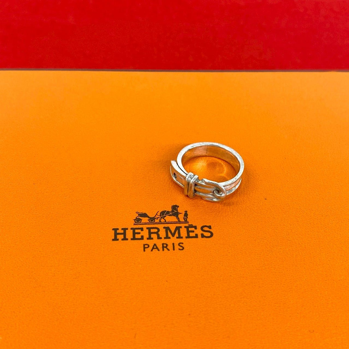 Hermes Vintage Ceinture Ring 925 Sterling Silver