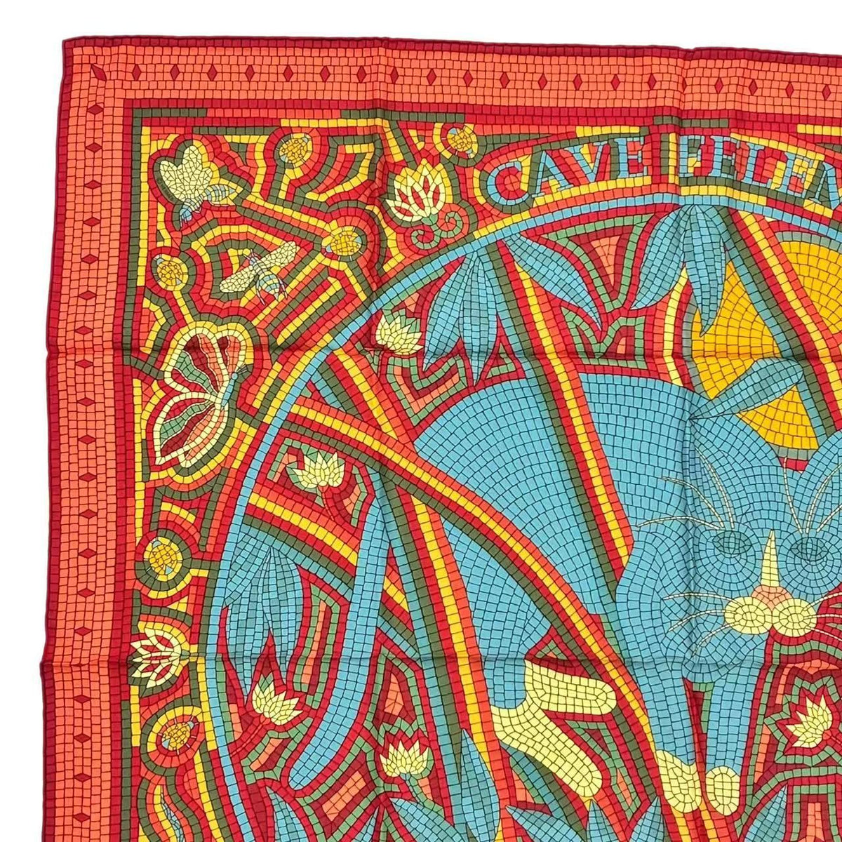 Hermes Carre 90 Scarf Silk Cave Felem Beware of Cats — view 2