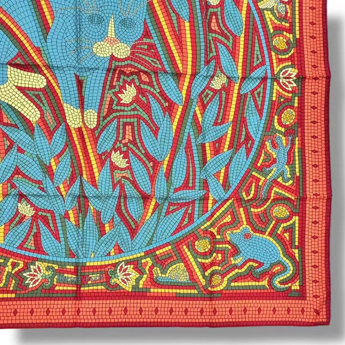 Hermes Carre 90 Scarf Silk Cave Felem Beware of Cats — view 4