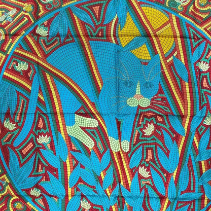 Hermes Carre 90 Scarf Silk Cave Felem Beware of Cats — view 6