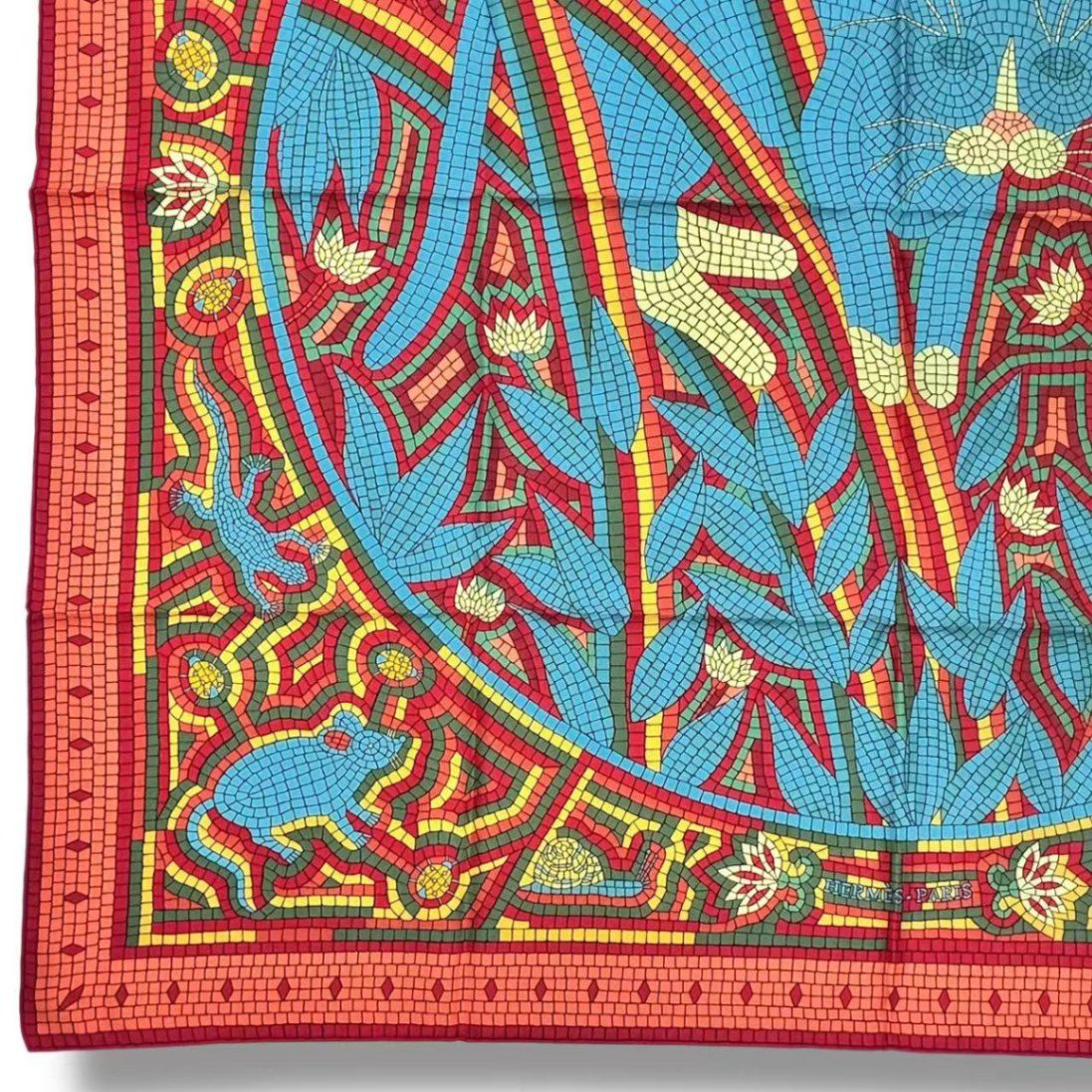 Hermes Carre 90 Scarf Silk Cave Felem Beware of Cats — view 5