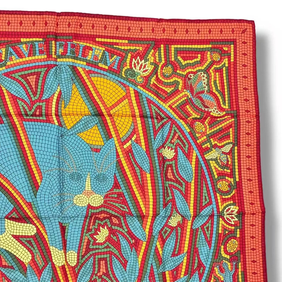 Hermes Carre 90 Scarf Silk Cave Felem Beware of Cats — view 3