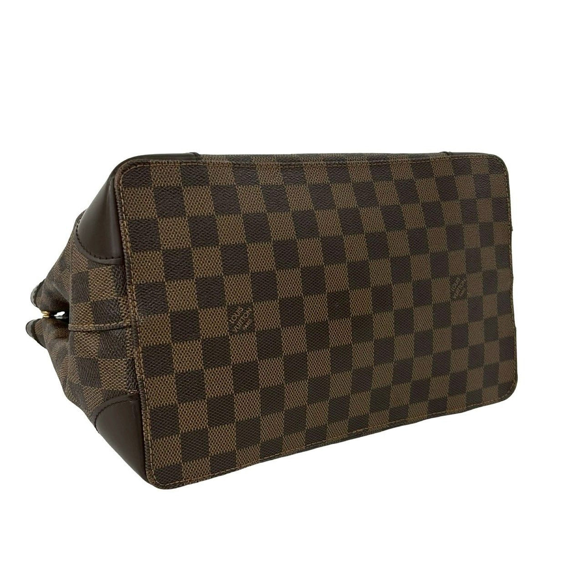 Louis Vuitton Hampstead PM Damier Logo Plate Leather Tote Bag Brown — view 7
