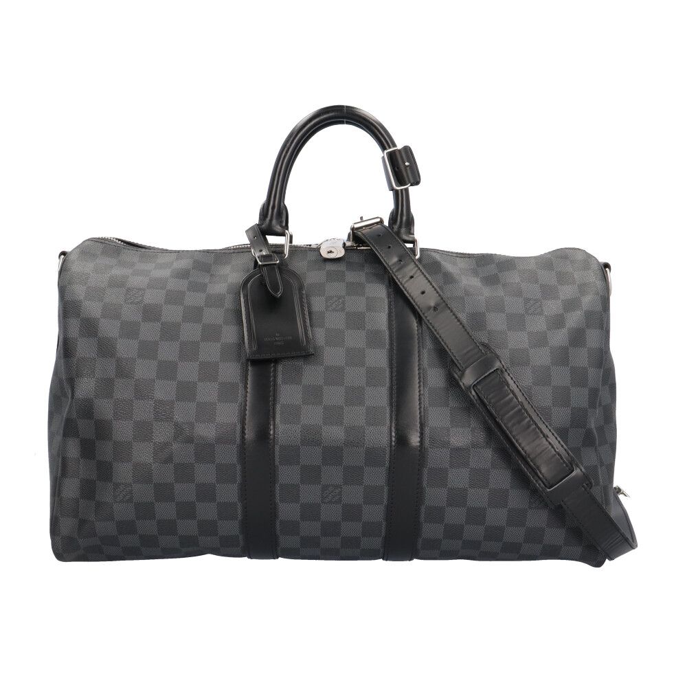Louis Vuitton Keepall Bandouliere 45 Damier Graphite Boston Bag Canvas Black