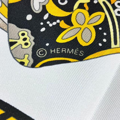 Hermes Scarf Silk Carre 90 Selle Des Steppes Yellow — view 8