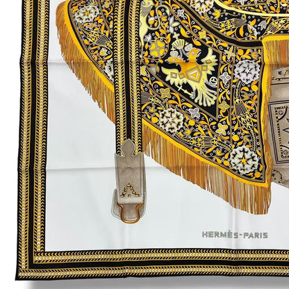 Hermes Scarf Silk Carre 90 Selle Des Steppes Yellow — view 6
