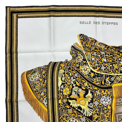 Hermes Scarf Silk Carre 90 Selle Des Steppes Yellow — view 3