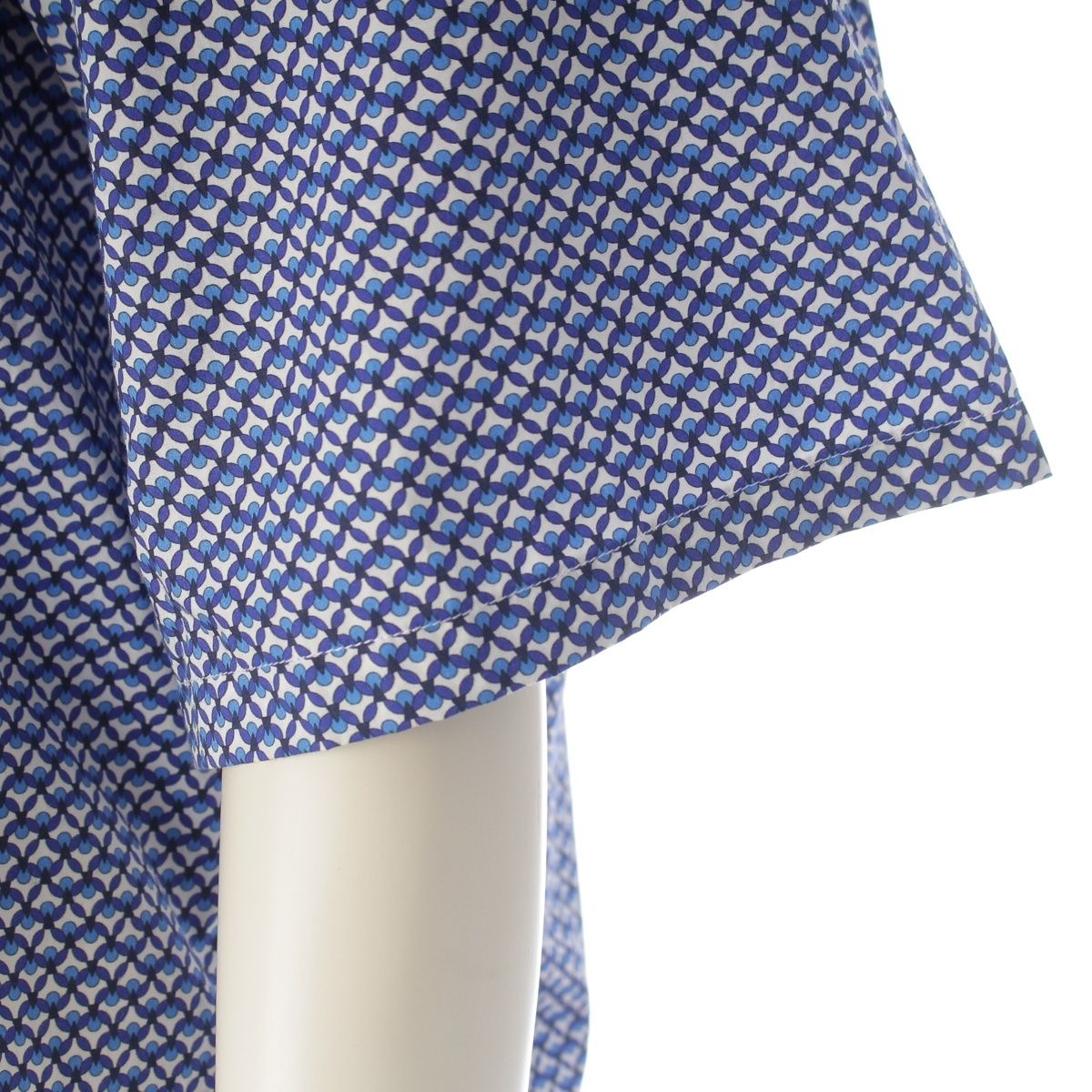 Prada Cotton Short Sleeve Open Collar All Over Pattern Short Shirt Top Blue — view 7