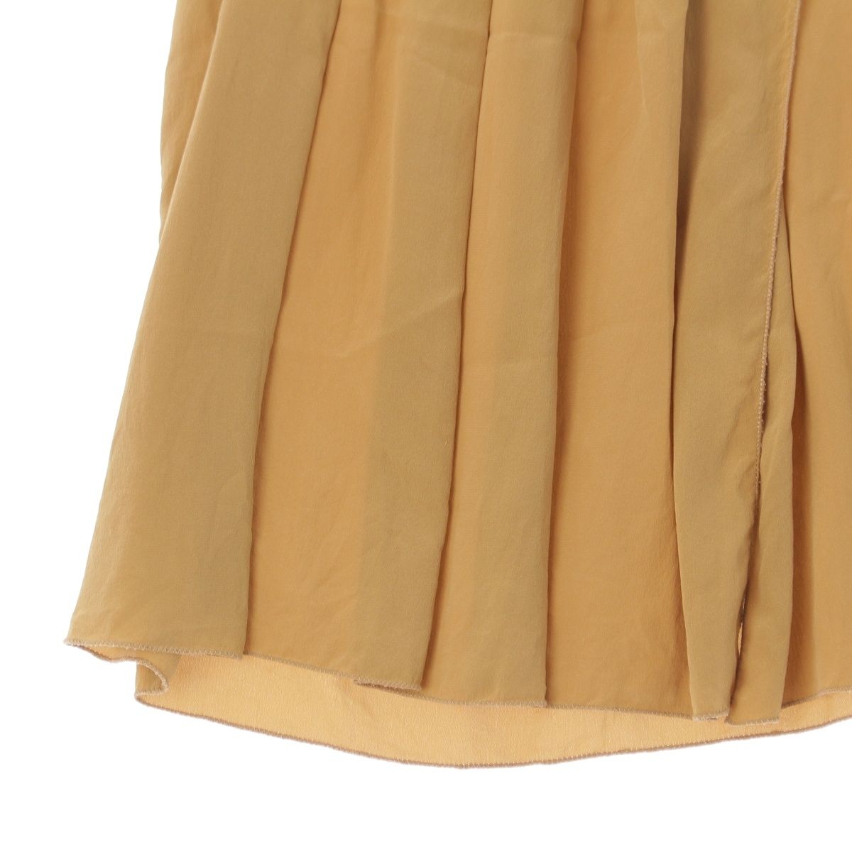 Prada Vintage Silk Pleated Wrap Skirt Beige Brown 40 — view 5