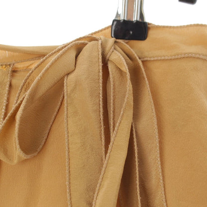 Prada Vintage Silk Pleated Wrap Skirt Beige Brown 40 — view 6