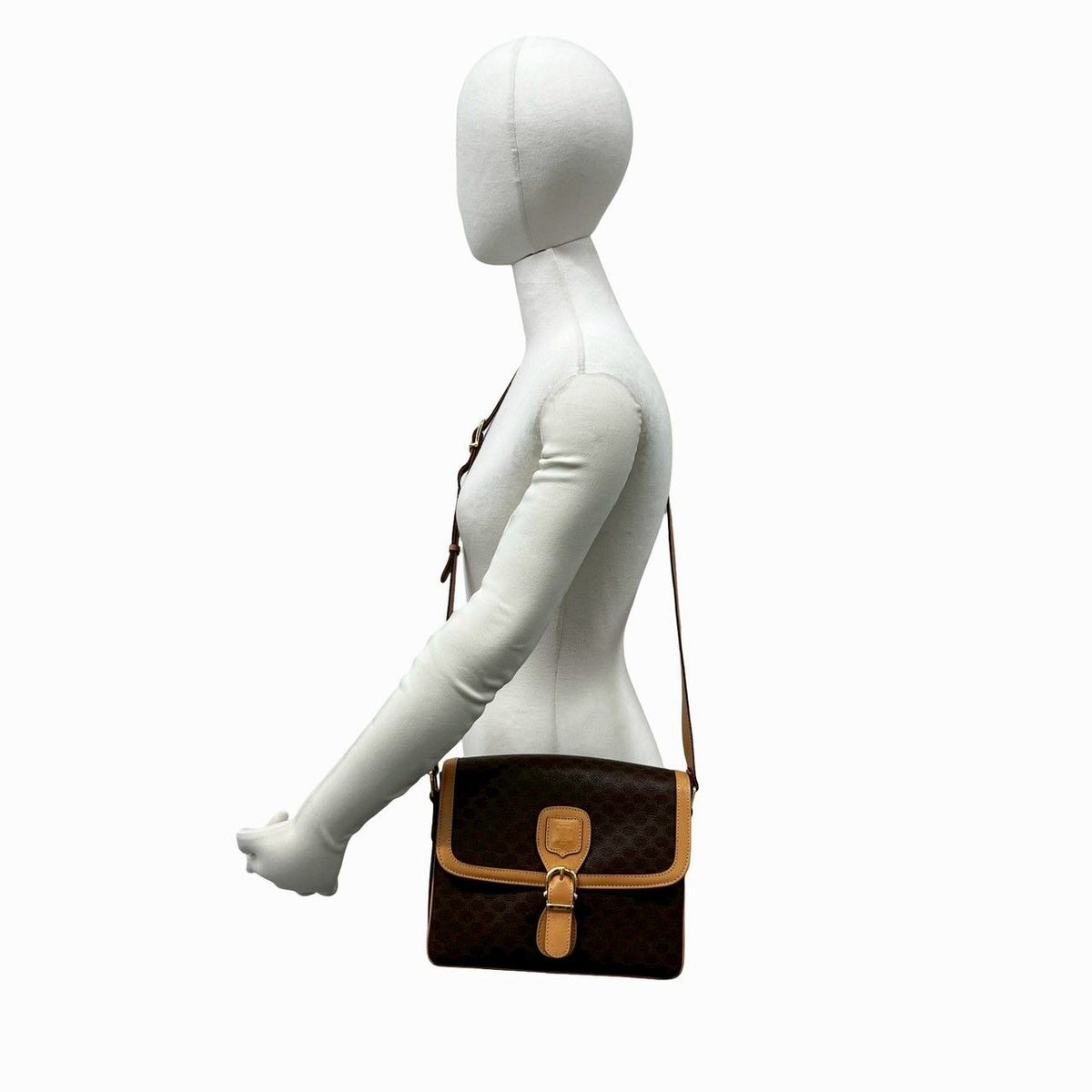 Celine Vintage Macadam Blason Triomphe Pattern Leather Shoulder Bag Pochette — view 2