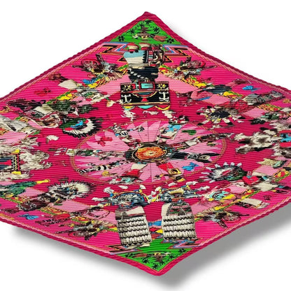 Hermes Scarf Pleats Silk Kachinas Pink — view 4
