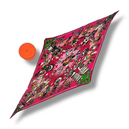 Hermes Scarf Pleats Silk Kachinas Pink