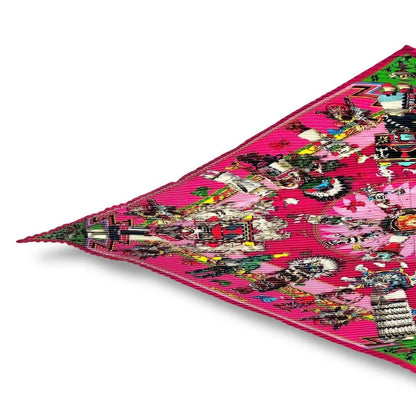 Hermes Scarf Pleats Silk Kachinas Pink — view 3