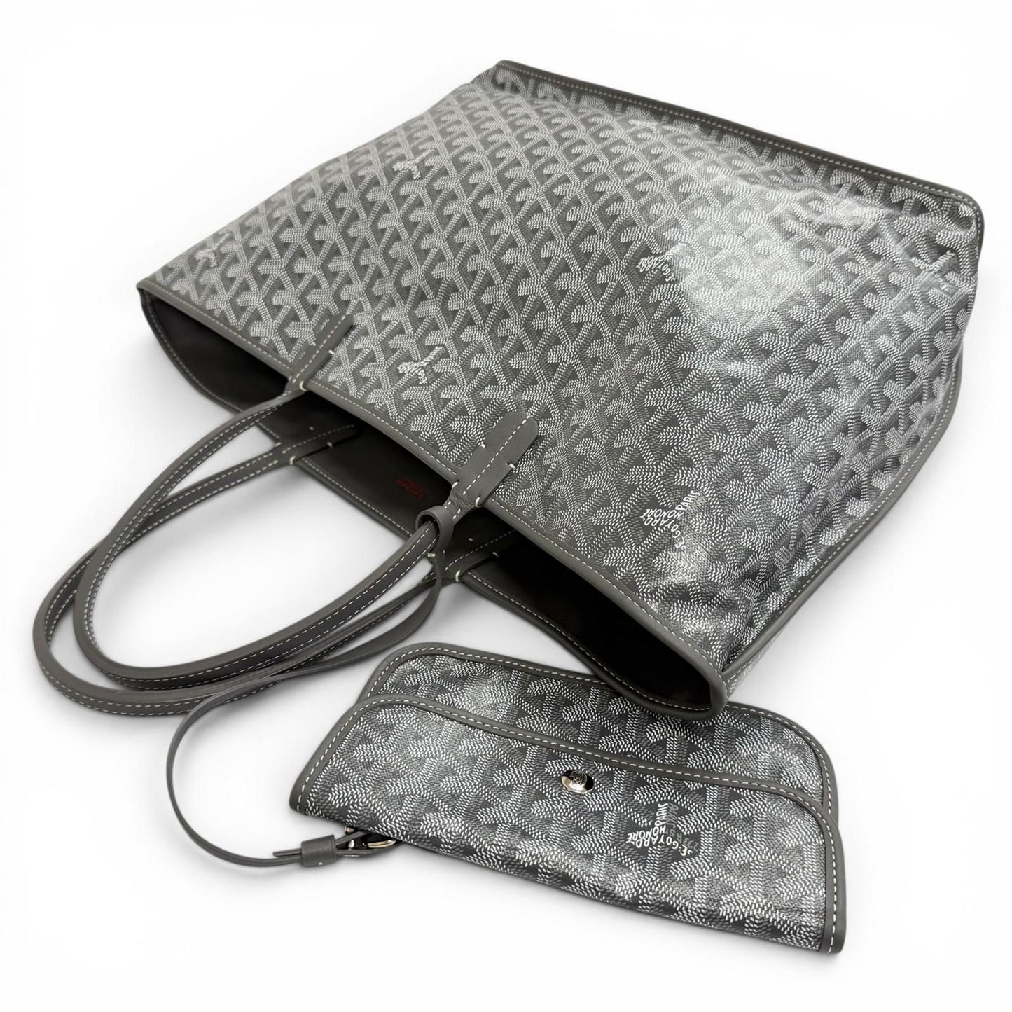 Goyard Anjou PM Tote Bag in Canvas Leather Gray French — view 5