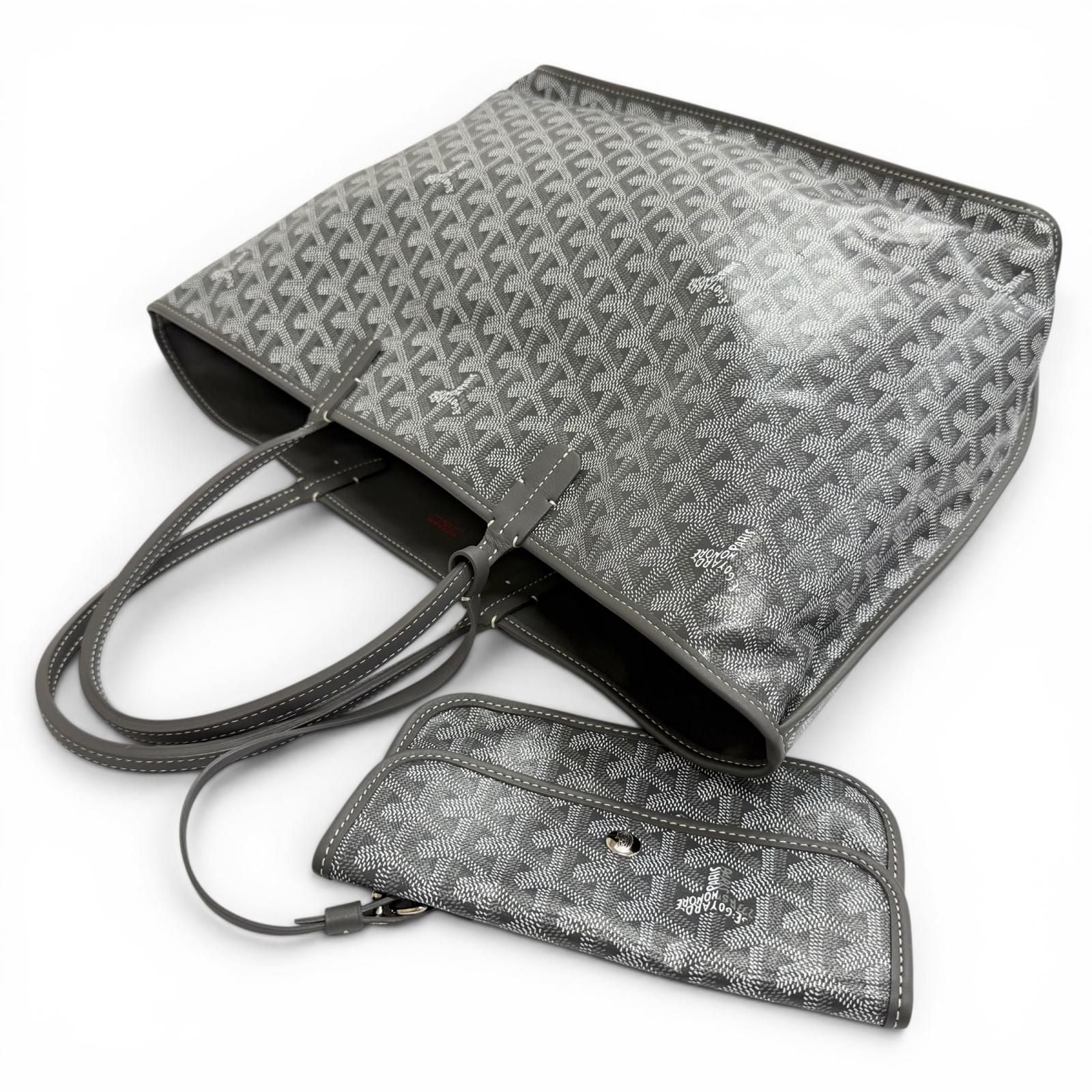 Goyard Anjou PM Tote Bag in Canvas Leather Gray French — view 5
