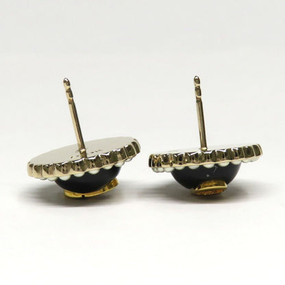 Dior Petit CD Baroque Stud Earrings Metal Resin Pearl Black Gold 1 Pair — view 6