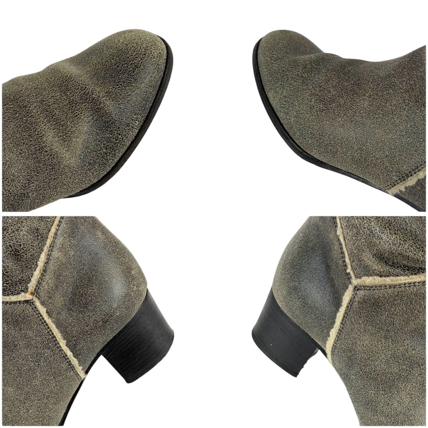 Chanel Accent CC Logo Shearling Long Boots Knee Length Gray 37c — view 8