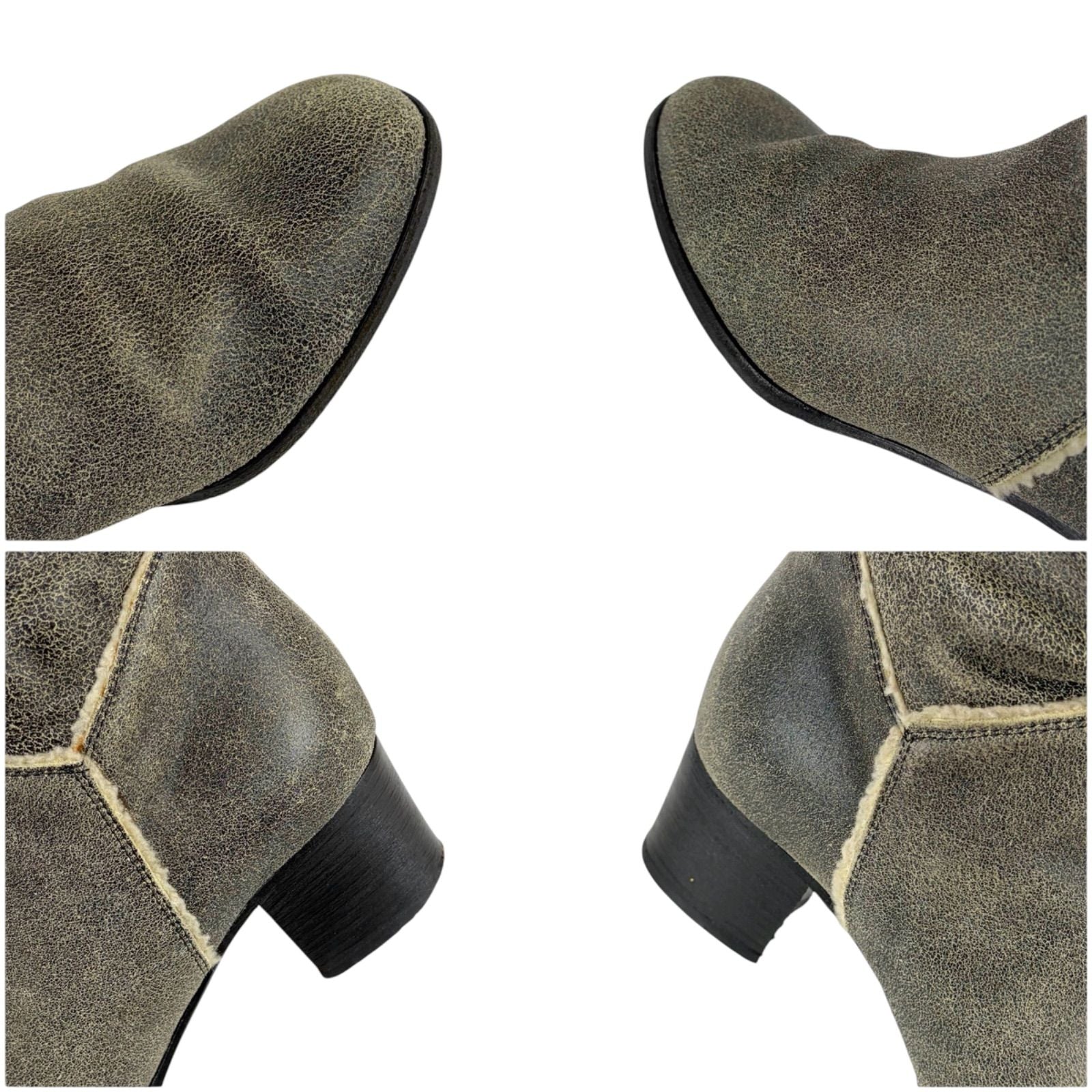 Chanel Accent CC Logo Shearling Long Boots Knee Length Gray 37c — view 8