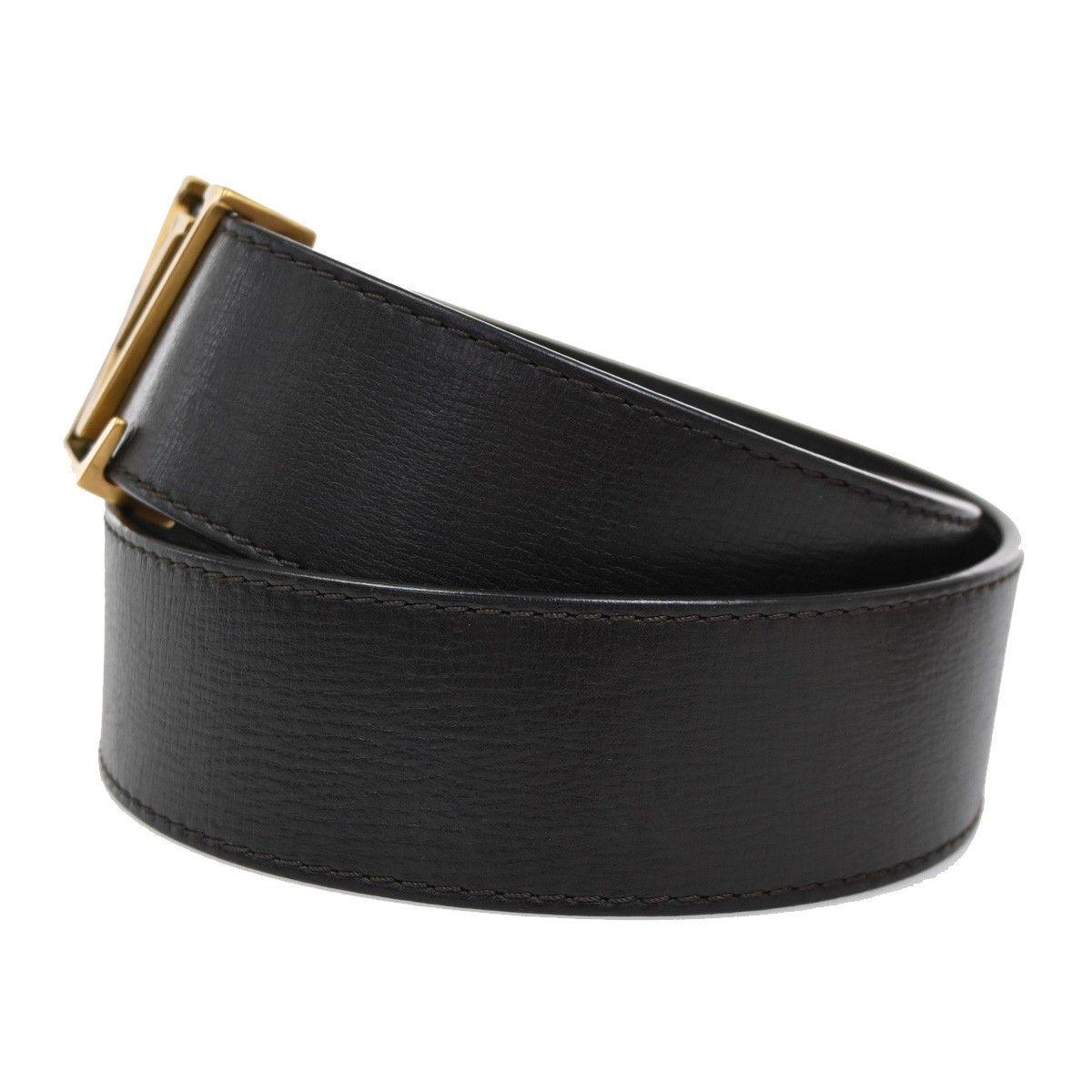 Louis Vuitton Belt Ceinture LV Initial 80 Brown Gold Leather — view 2