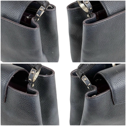 Louis Vuitton Capucines MM Handbag Top Handle Bag Black Noir Taurillon — view 5