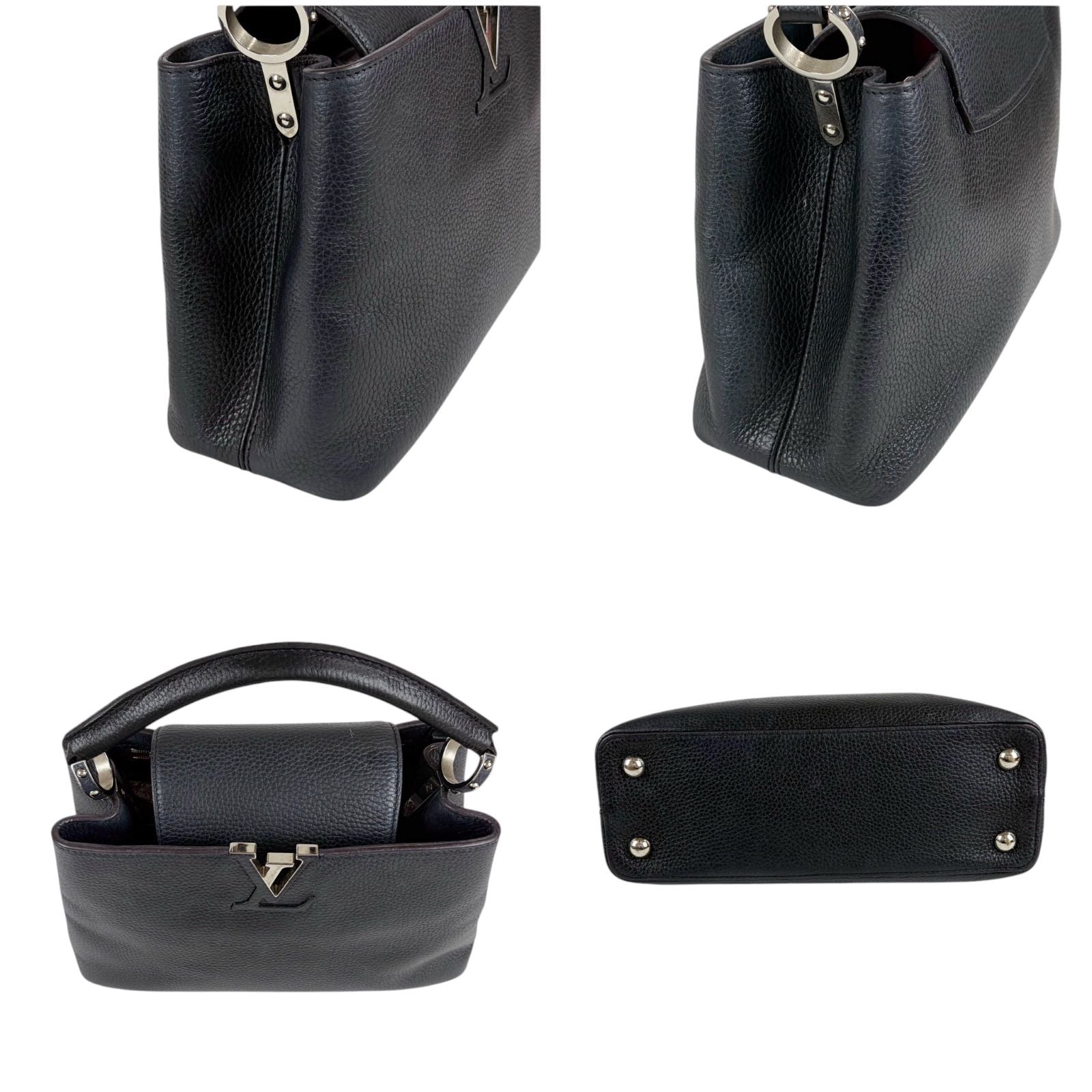Louis Vuitton Capucines MM Handbag Top Handle Bag Black Noir Taurillon — view 4