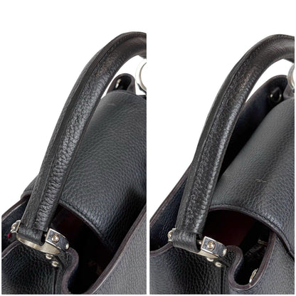 Louis Vuitton Capucines MM Handbag Top Handle Bag Black Noir Taurillon — view 7