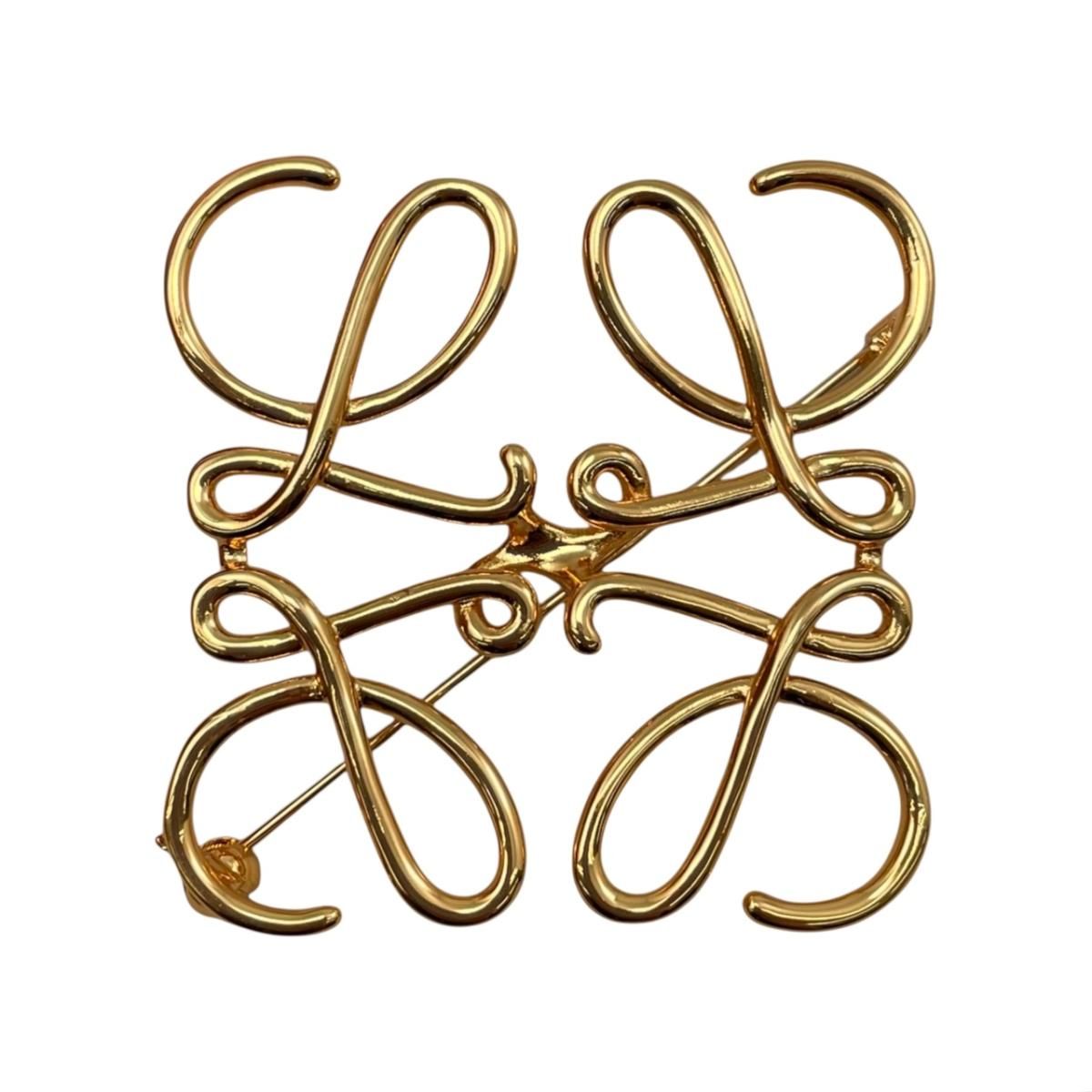 Loewe Brooch Anagram 111.25.020 Metal Logo Gold