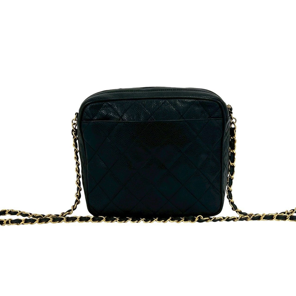 Chanel Vintage Quilted CC Logo Caviar Leather Shoulder Bag Black — view 3