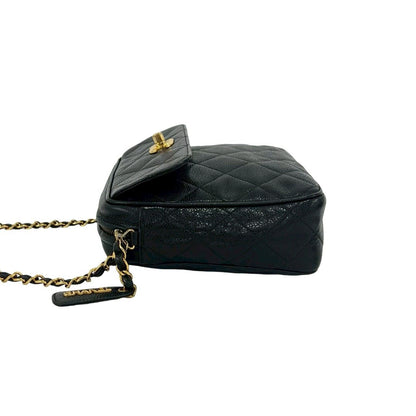 Chanel Vintage Quilted CC Logo Caviar Leather Shoulder Bag Black — view 5