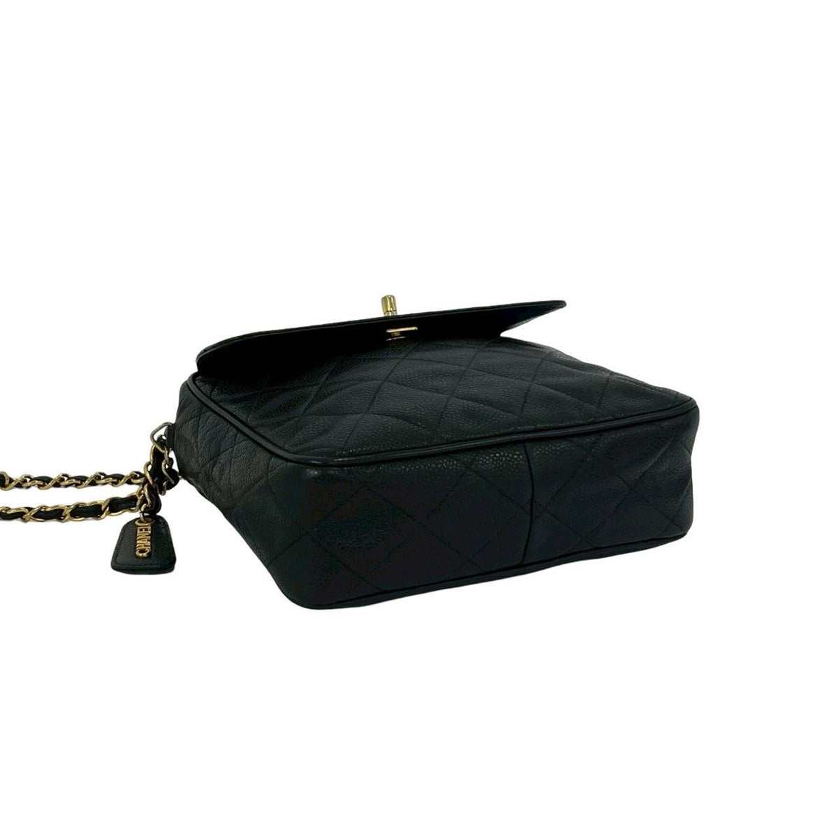 Chanel Vintage Quilted CC Logo Caviar Leather Shoulder Bag Black — view 7