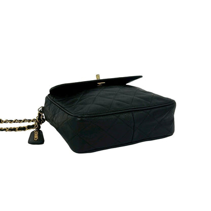 Chanel Vintage Quilted CC Logo Caviar Leather Shoulder Bag Black — view 7