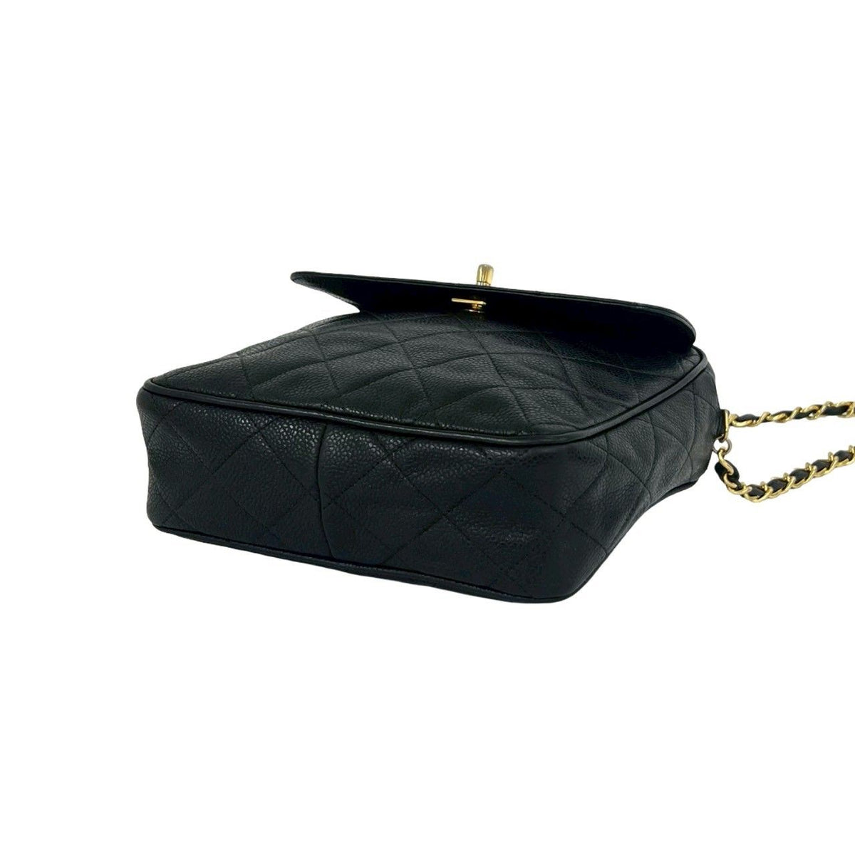 Chanel Vintage Quilted CC Logo Caviar Leather Shoulder Bag Black — view 8
