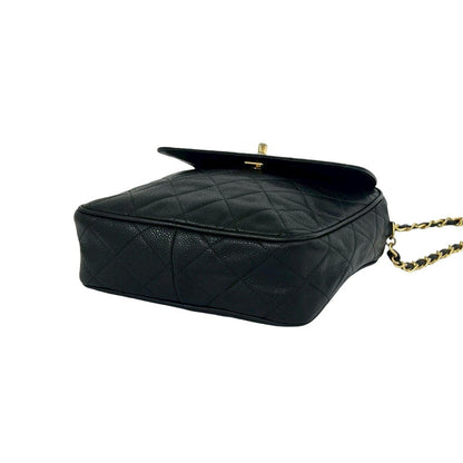 Chanel Vintage Quilted CC Logo Caviar Leather Shoulder Bag Black — view 8
