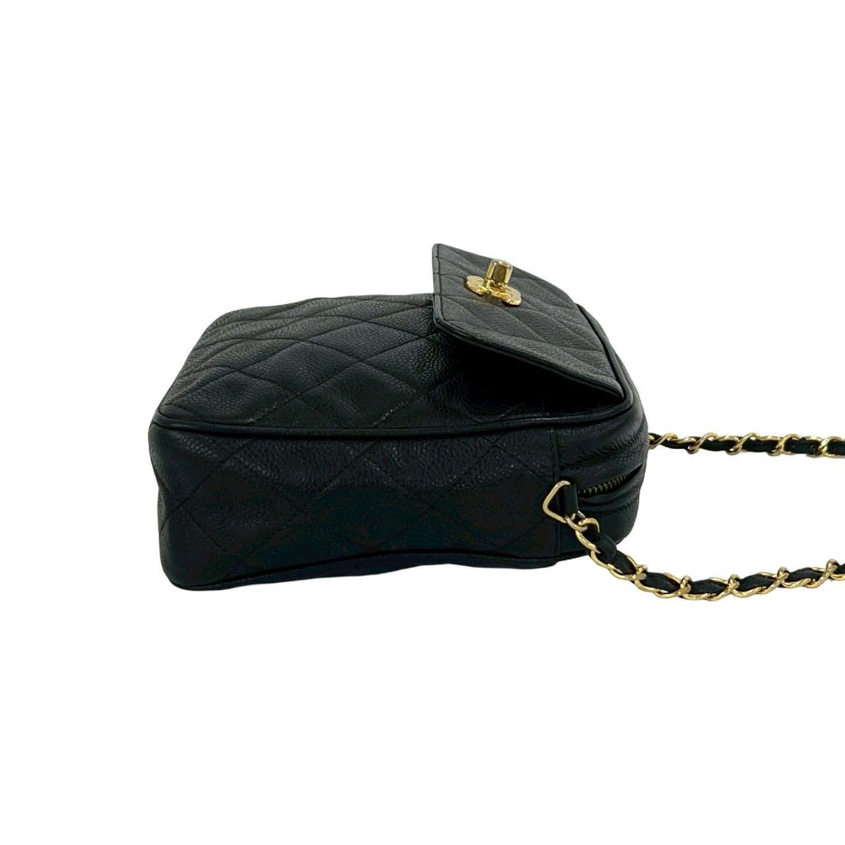 Chanel Vintage Quilted CC Logo Caviar Leather Shoulder Bag Black — view 6