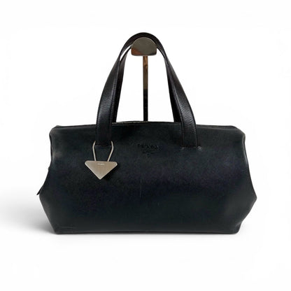 Prada Triangle Logo Key Ring Mini Boston Bag Top Handle