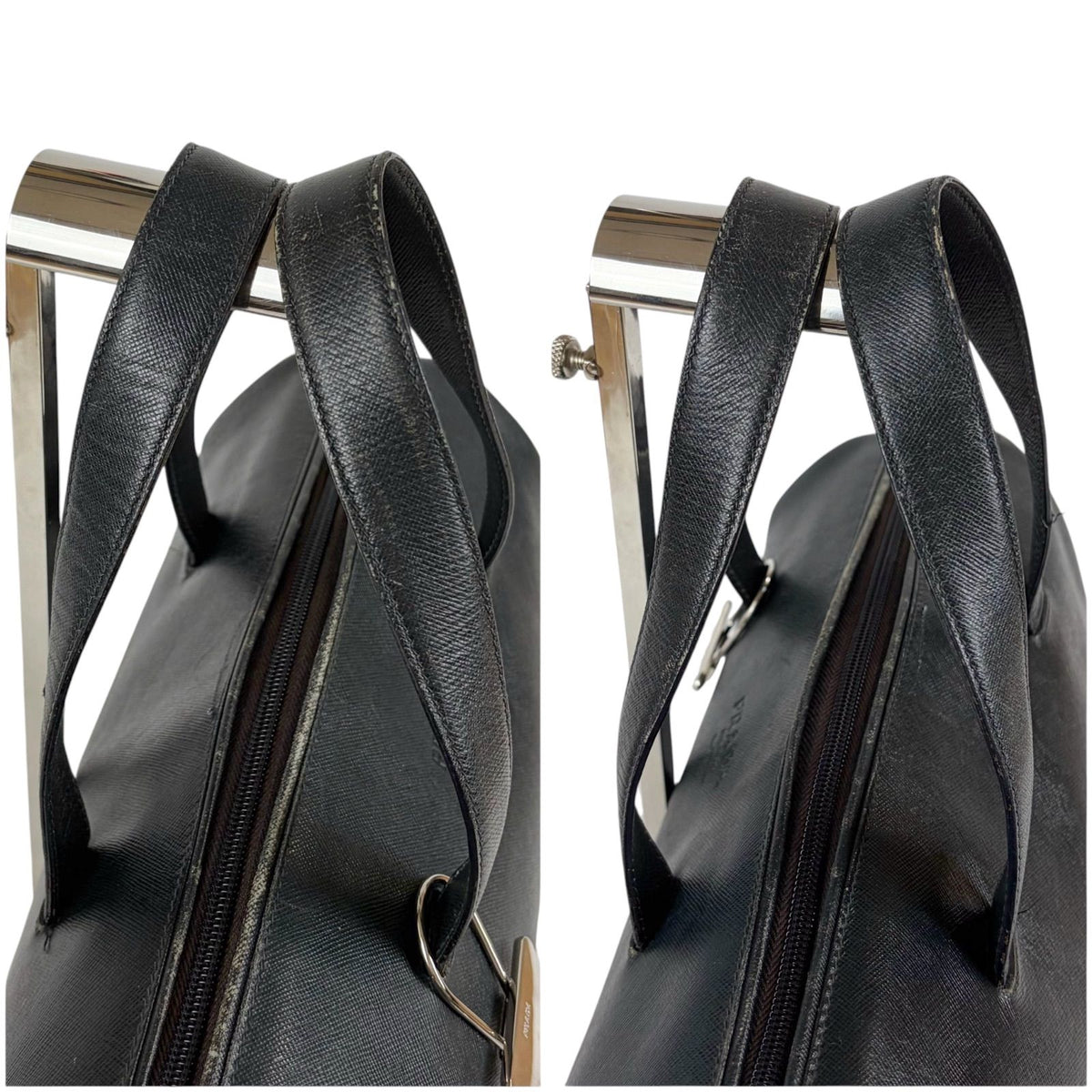 Prada Triangle Logo Key Ring Mini Boston Bag Top Handle — view 6