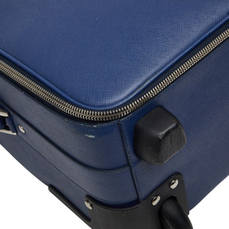 Prada Saffiano Travel Bag Suitcase Blue Leather — view 6