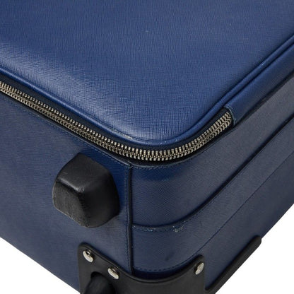 Prada Saffiano Travel Bag Suitcase Blue Leather — view 5
