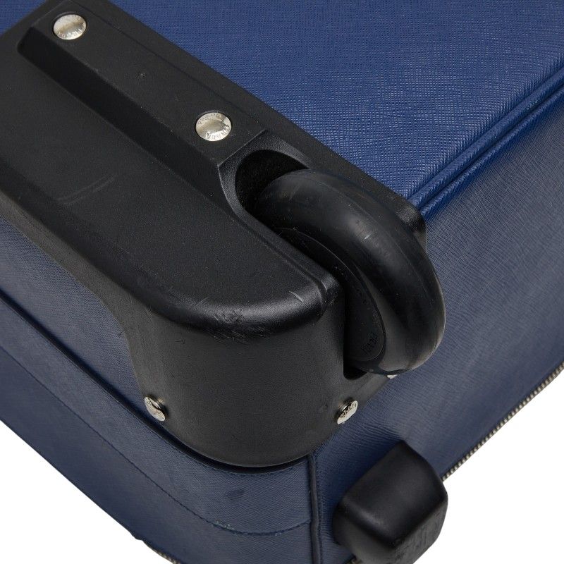 Prada Saffiano Travel Bag Suitcase Blue Leather — view 8