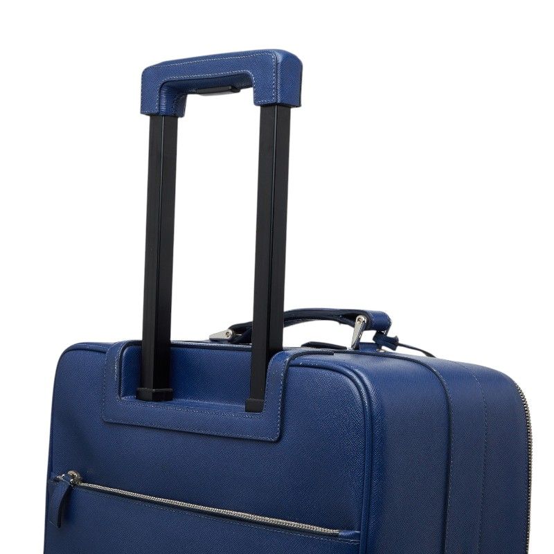 Prada Saffiano Travel Bag Suitcase Blue Leather — view 4