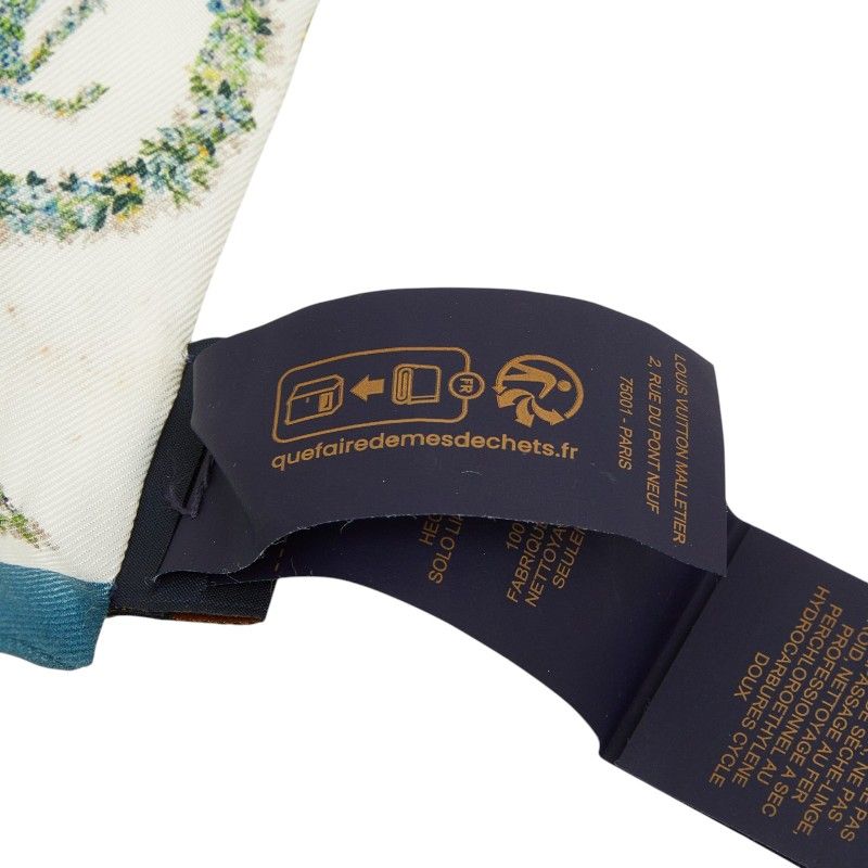 Louis Vuitton Bandeau BB Monogram Flower Twilly Scarf White Silk — view 8