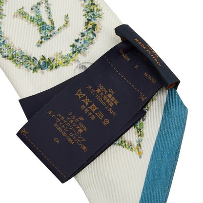 Louis Vuitton Bandeau BB Monogram Flower Twilly Scarf White Silk — view 5
