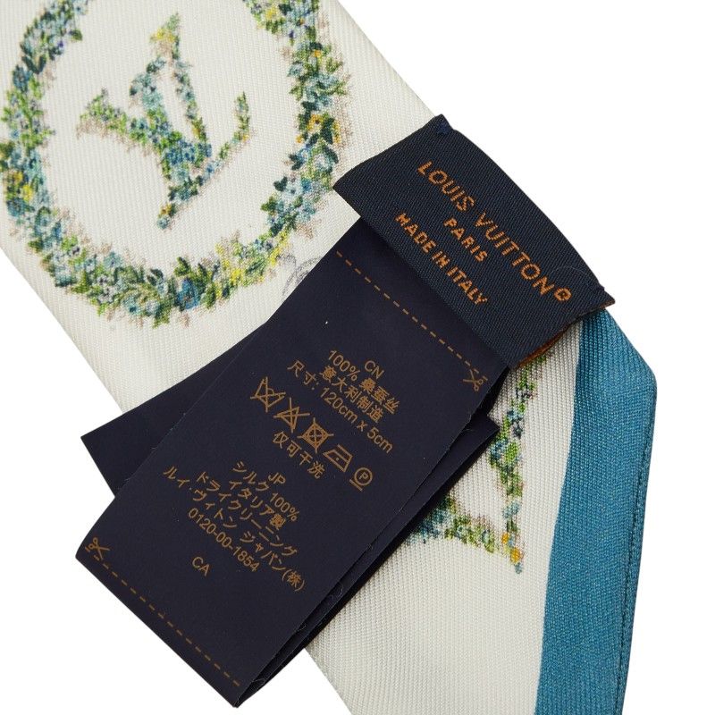 Louis Vuitton Bandeau BB Monogram Flower Twilly Scarf White Silk — view 6