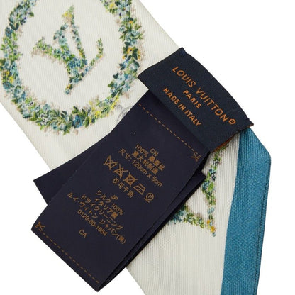 Louis Vuitton Bandeau BB Monogram Flower Twilly Scarf White Silk — view 6