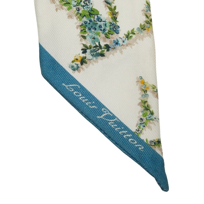 Louis Vuitton Bandeau BB Monogram Flower Twilly Scarf White Silk — view 4