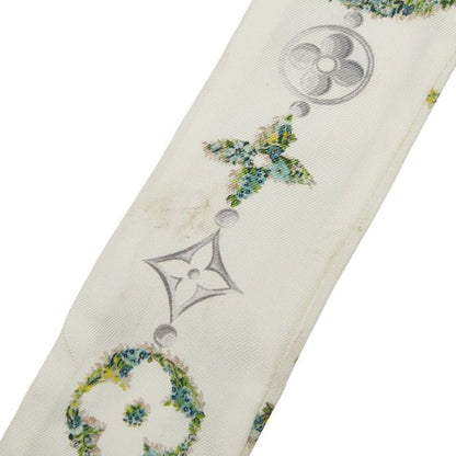Louis Vuitton Bandeau BB Monogram Flower Twilly Scarf White Silk — view 2