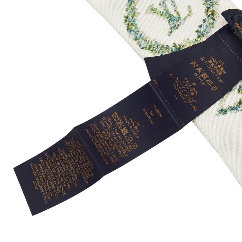 Louis Vuitton Bandeau BB Monogram Flower Twilly Scarf White Silk — view 7
