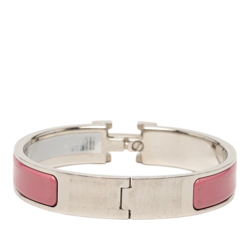 Hermes Clic H PM Bracelet Silver Pink Metal Enamel — view 3