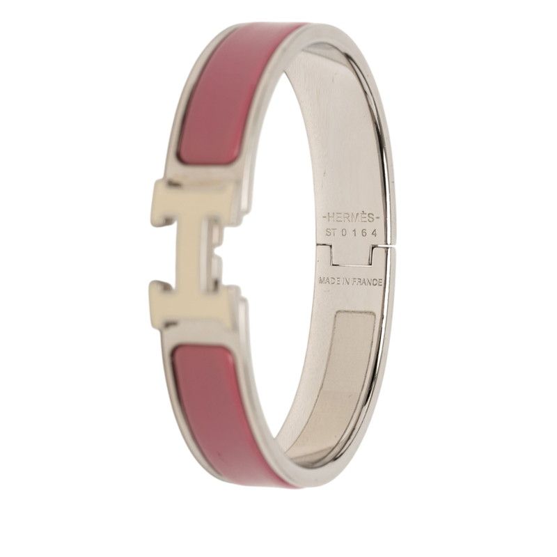 Hermes Clic H PM Bracelet Silver Pink Metal Enamel — view 6